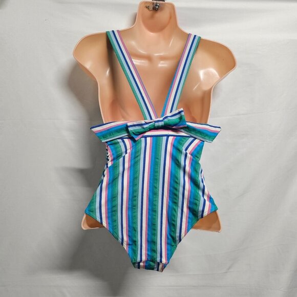 Sezane x Yse • Louise One Piece Swimsuit Striped Multicolor Women Size 2/6 - Picture 12 of 15